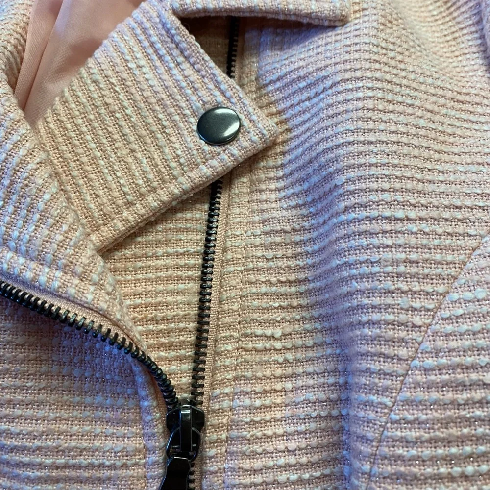 Vintage Y2K Tweed Pink Moto Jacket Size Large